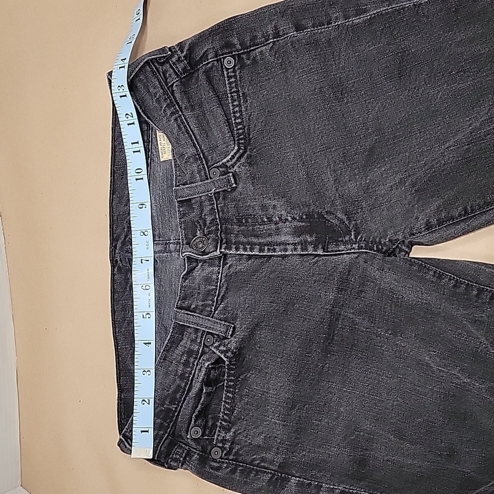 7 For All Mankind, Size 27 Washed Black Flared Jeans w/Sparkle Lightning Bolts - Picture 3 of 15